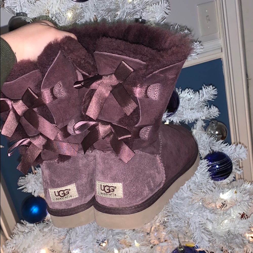 Purple Uggs with ribbons on the back!
